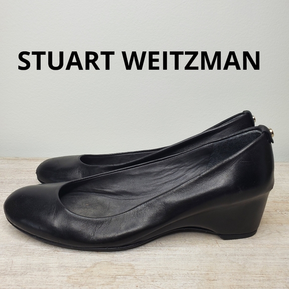 Stuart Weitzman Black Leather Wedge